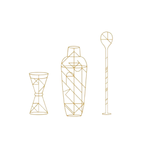 Blue print style cocktail equipment